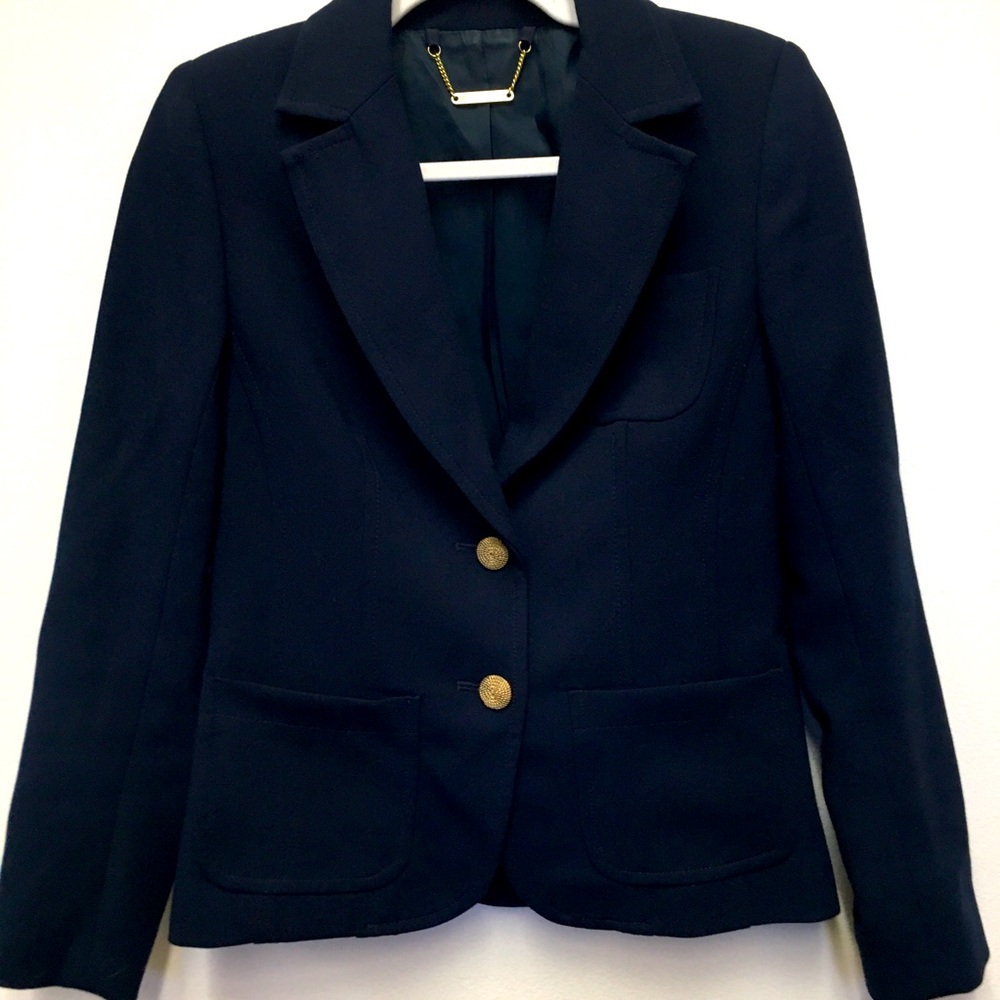 Trina Turk Classic Navy Blazer 4 Blue Stretch Old Money Preppy Office Workwear